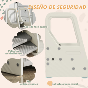 Taburete para Niños Ajustable de 2 a 3 Peldaños, Torre de Aprendizaje, Escalera para Niños de 2-5 Años, Superficie Antideslizante, para Baño, Cocina, Librería, Dormitorio, Gris