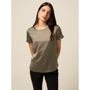 Oltre - T-shirt bimaterica - Verde militare