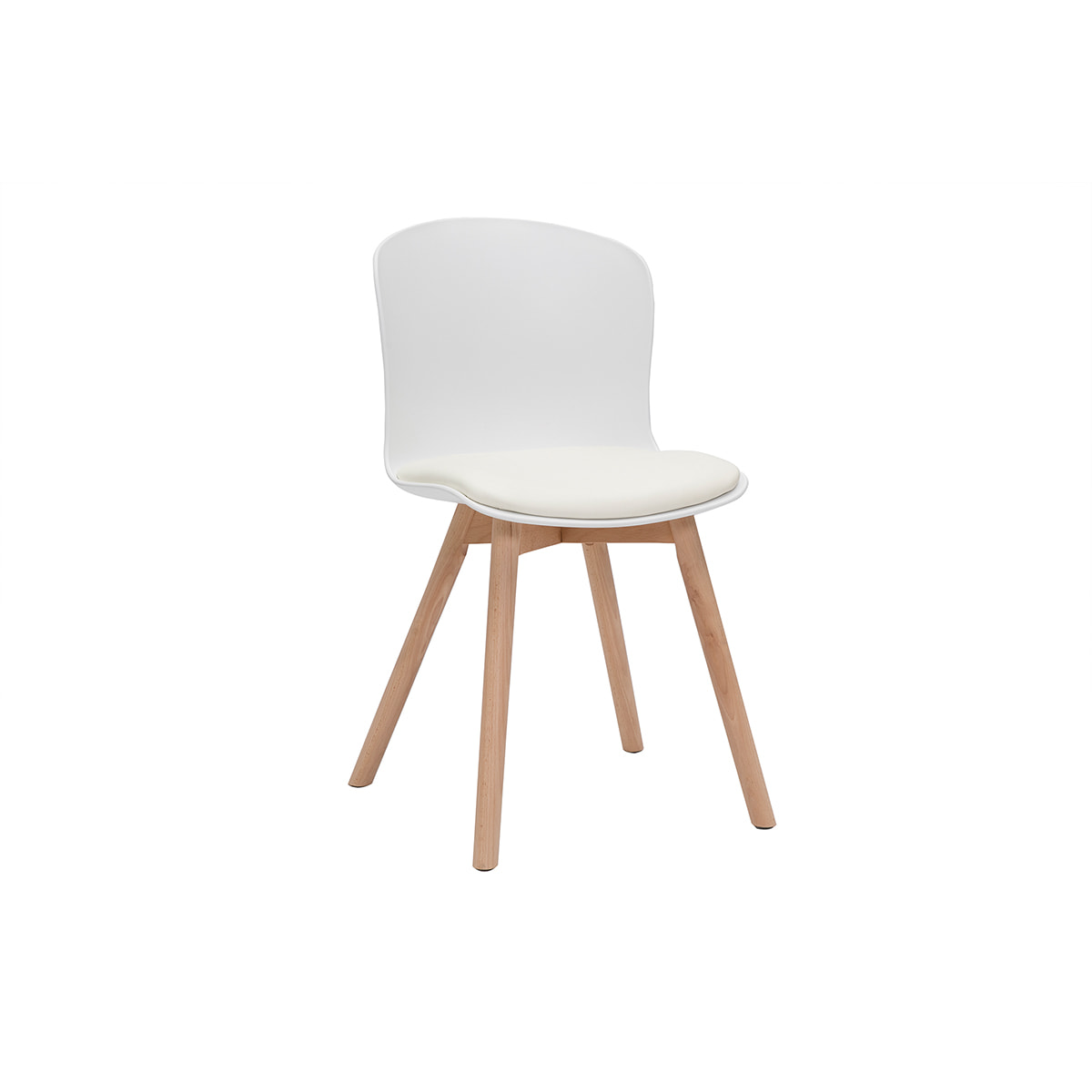 Chaises blanches et bois clair massif (lot de 2) ARISTA