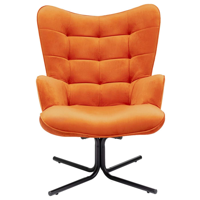 Fauteuil pivotant Oscar velours orange Kare Design