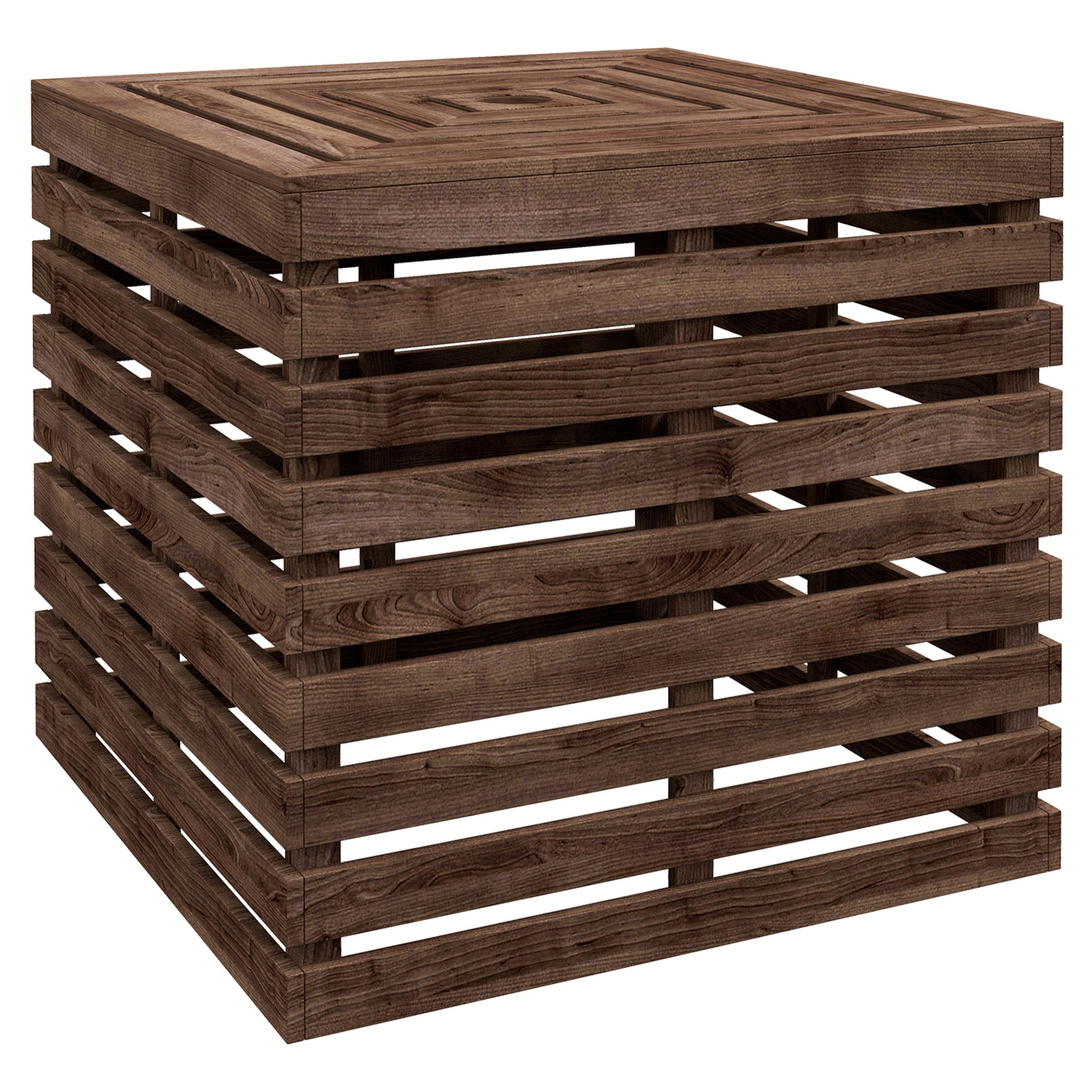 Pied de parasol coffre de rangement table basse 3 en 1 bois de sapin