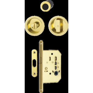 Set 1 aluminium pour porte coulissante 4920 F271 ronde aspect doré brillant, aveugle sans gâche, cuvette + doigt - HOPPE - 3948024