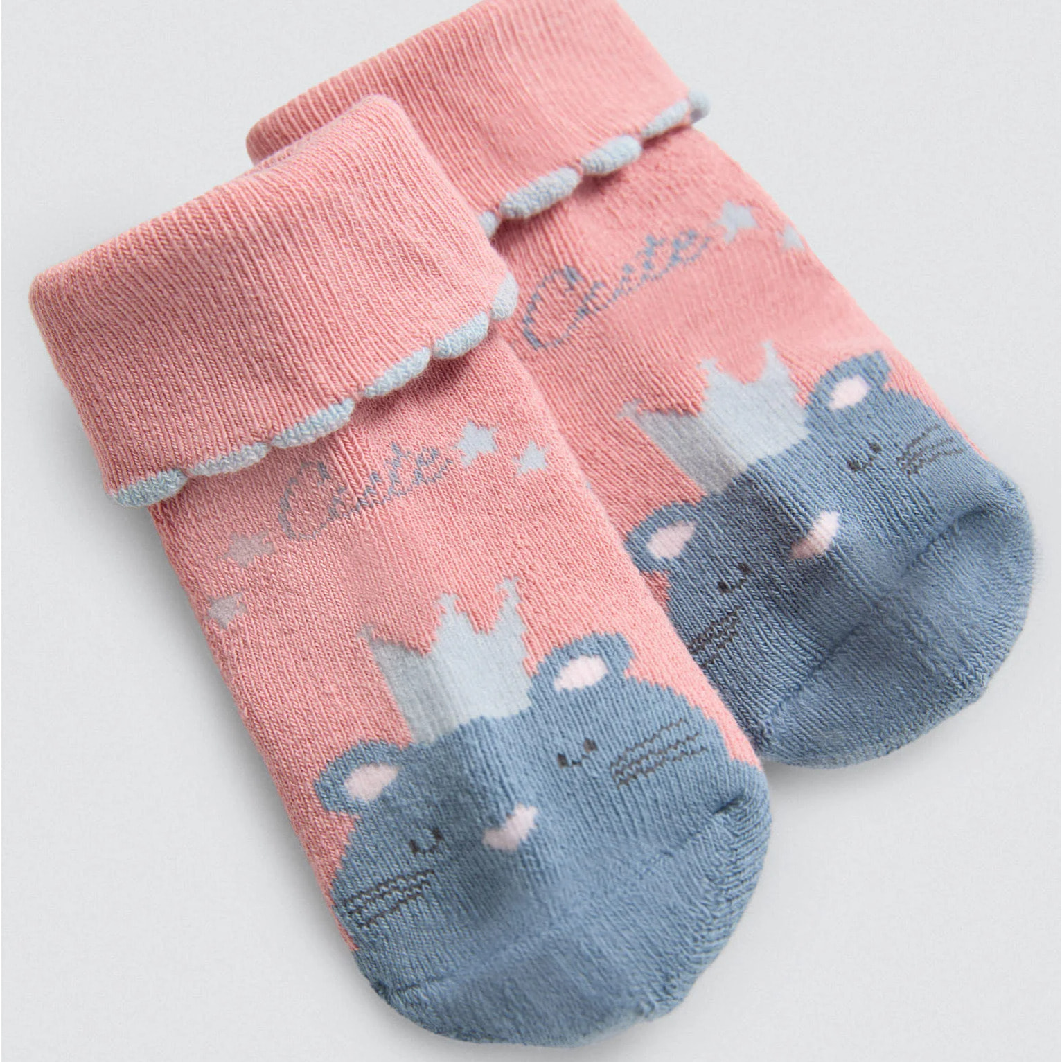Confezione da 4 calzini termici antiscivolo per neonato nei toni del rosa