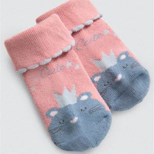 Confezione da 4 calzini termici antiscivolo per neonato nei toni del rosa
