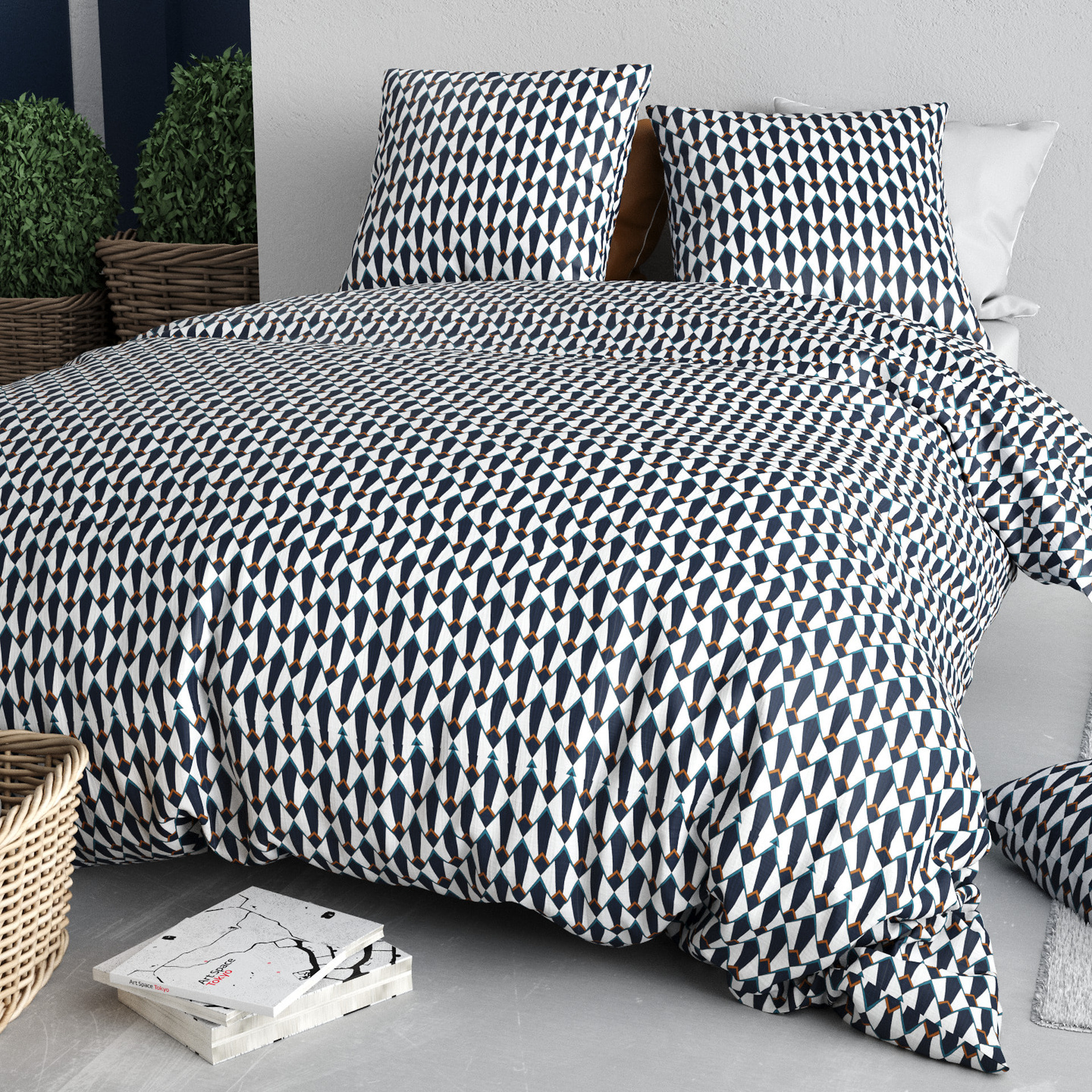 Parure housse de couette coton Géo