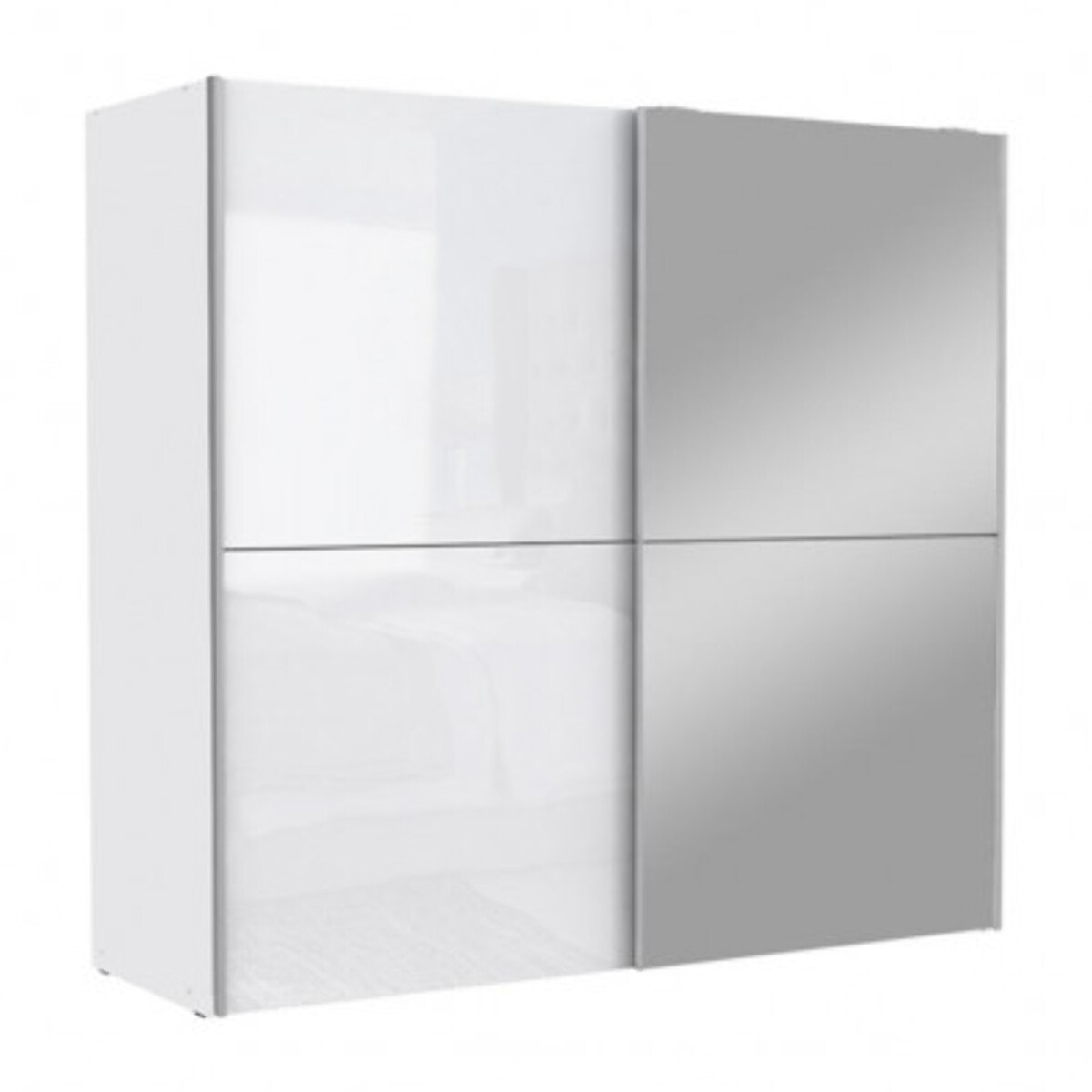 Dressing Armoire 2 portes coulissantes 5 tablettes et 1 miroir - 6 coloris - THAIS