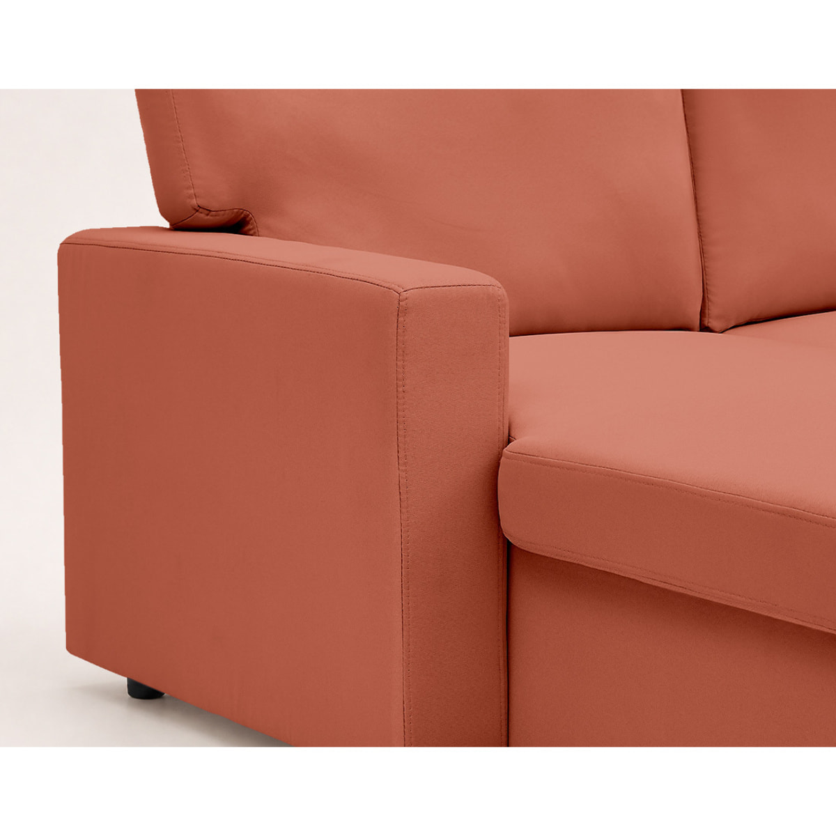 Meiya - canapé d'angle réversible 4 places convertible avec coffre en tissu - Terracotta