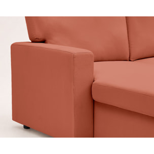 Meiya - canapé d'angle réversible 4 places convertible avec coffre en tissu - Terracotta