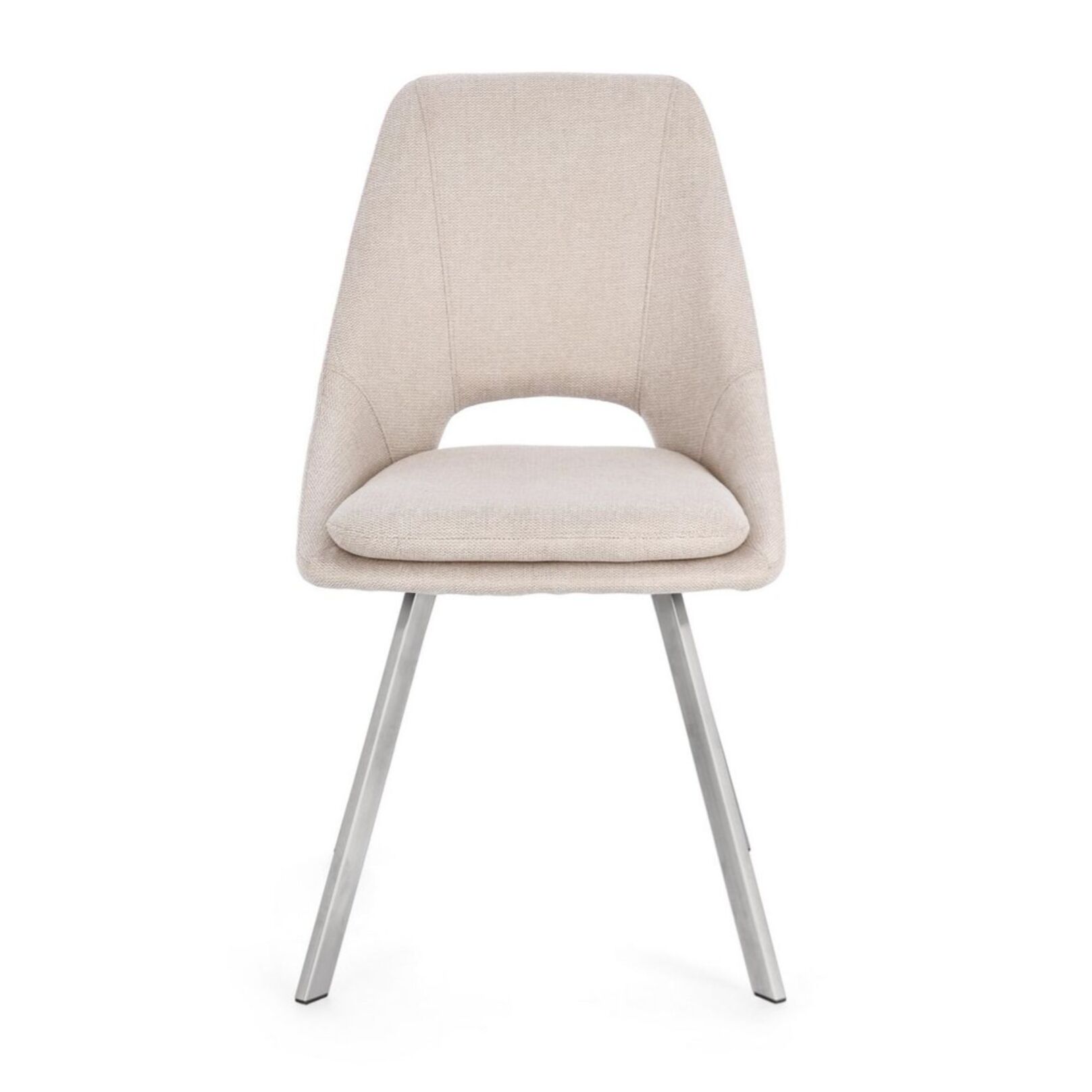 Set di sedie KASHAR in tessuto beige e gambe acciaio