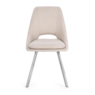 Set di sedie KASHAR in tessuto beige e gambe acciaio