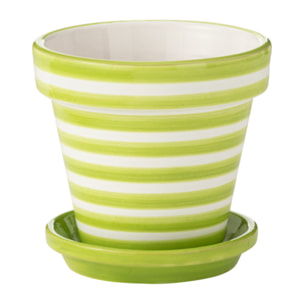 J-Line cache-pot Granada Stripes Handmade + Painted - céramique - vert - small - Ø 21 cm