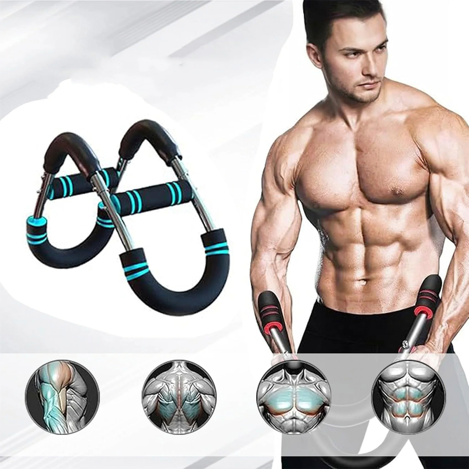 Entrenador de brazos de acero de precisión, con resistencia ajustable 20-40kg, mangos antideslizantes y doble resorte en U.