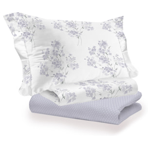 Completo letto primavera grigio 100% cotone