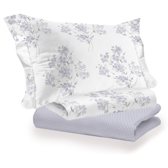 Completo letto primavera grigio 100% cotone