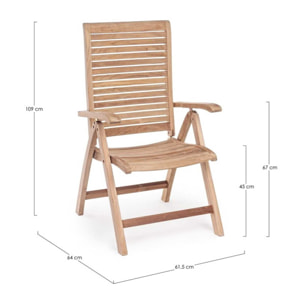 Poltrona reclinabile GALILEA in legno teak, pieghevole