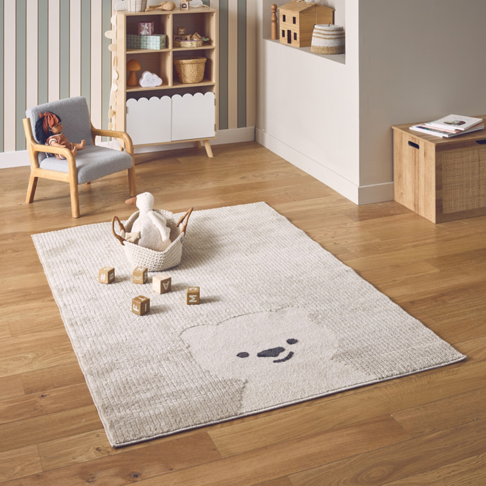 Tapis intérieur enfant beige crème petit ourson ELLIOT