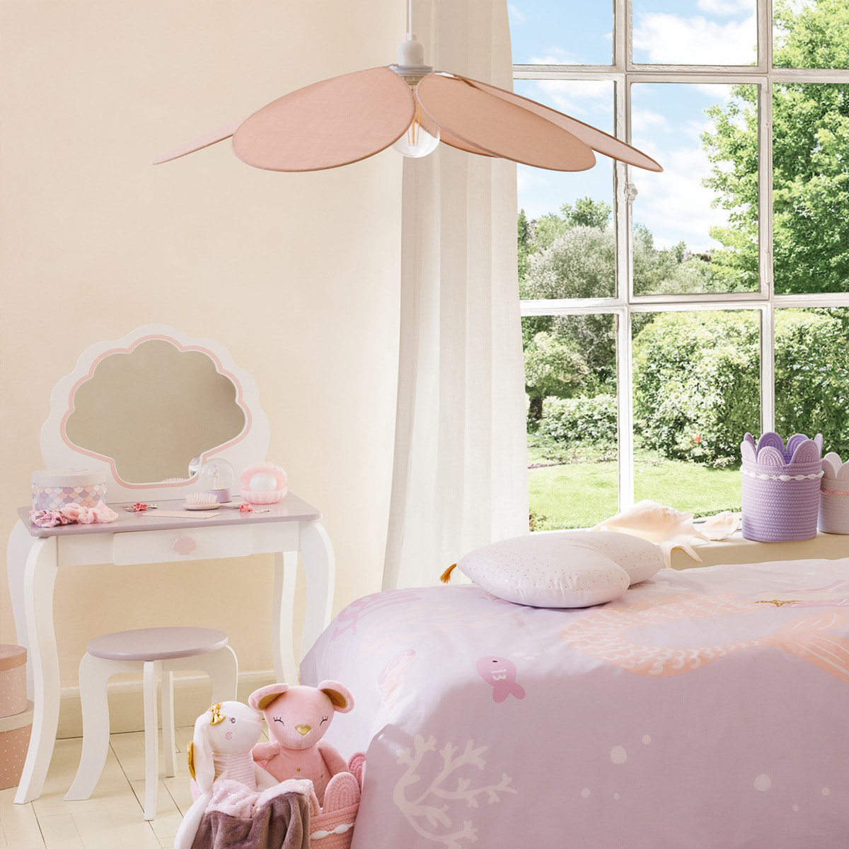 Suspension pétales D.72cm rose