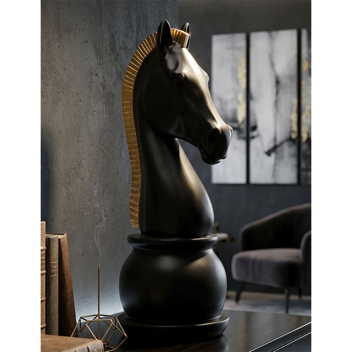 CAVALLO NERO E ORO CM Ø 18,5X50