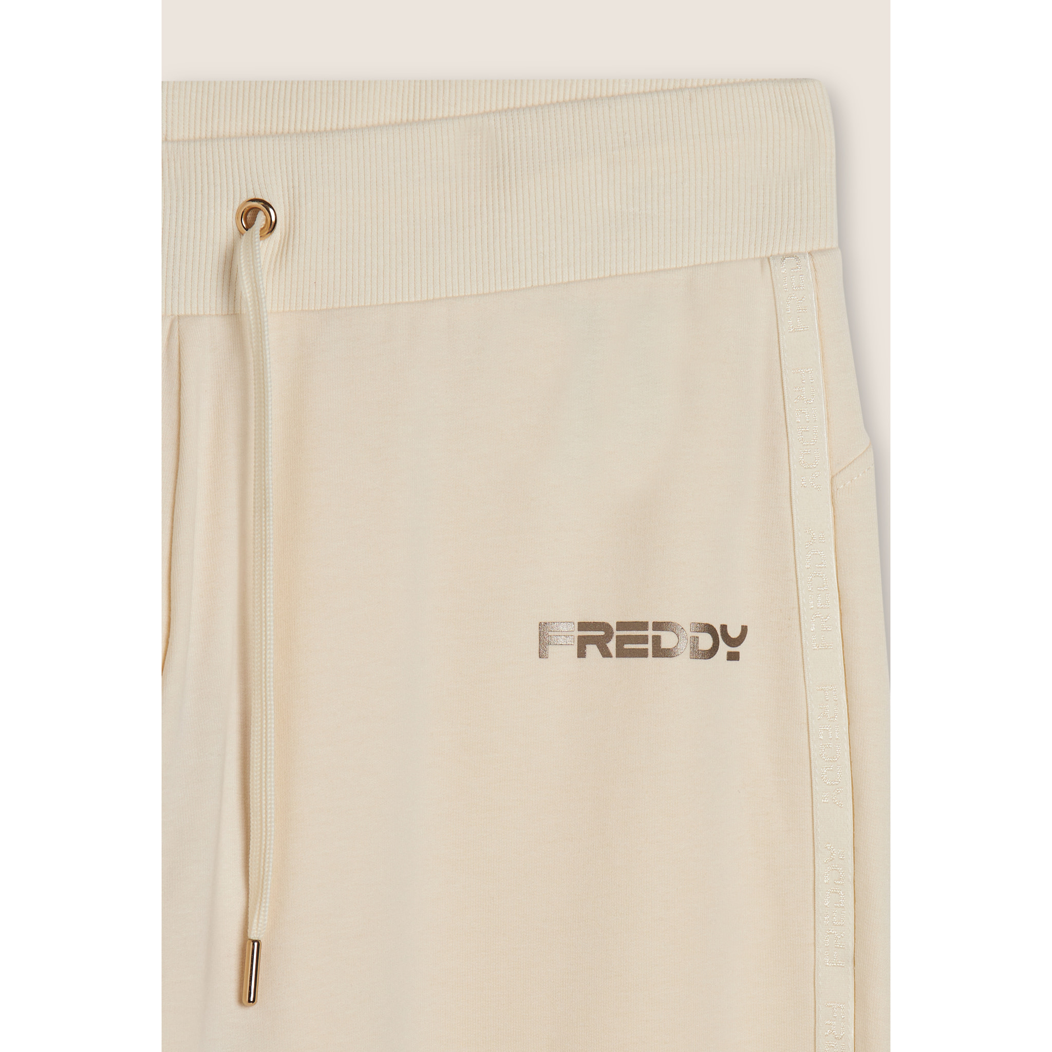 Pantaloni con fondo a costina e bande logate