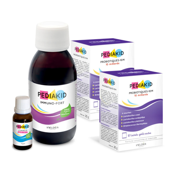 PEDIAKID - Cure Maxi Défenses- Immunité Enfant, Probiotique Flore Intestinale Enfant - Complément Alimentaire & Vitamine D3 - Soutien de l'immunité et du capital osseux - Actifs d'Origine Naturelle