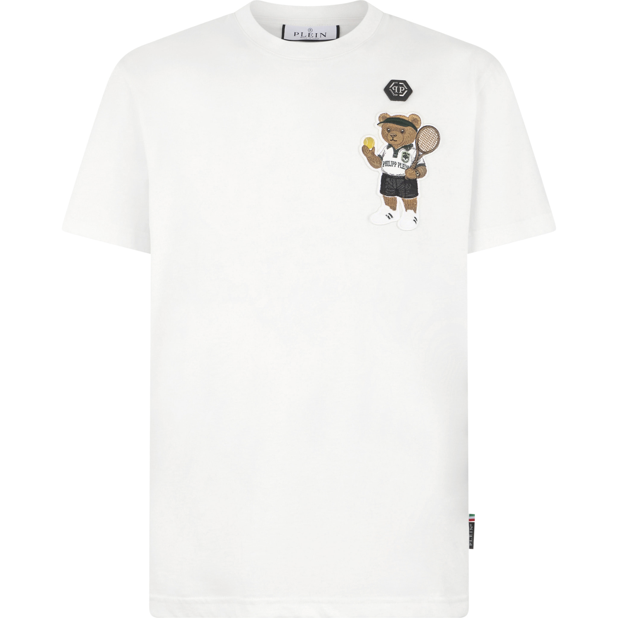 PHILIPP PLEIN Round Neck T-Shirt Teddy Tennis Patch