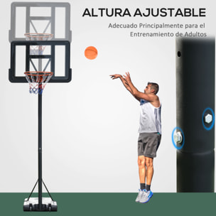 Canasta de Baloncesto de Exterior con Altura Ajustable 220-365 cm Aro de Baloncesto con Soporte Canasta de Baloncesto con Ruedas Base Rellenable Negro