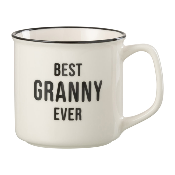 J-Line Mug Message Best Granny Porcelain Blanc / Noir