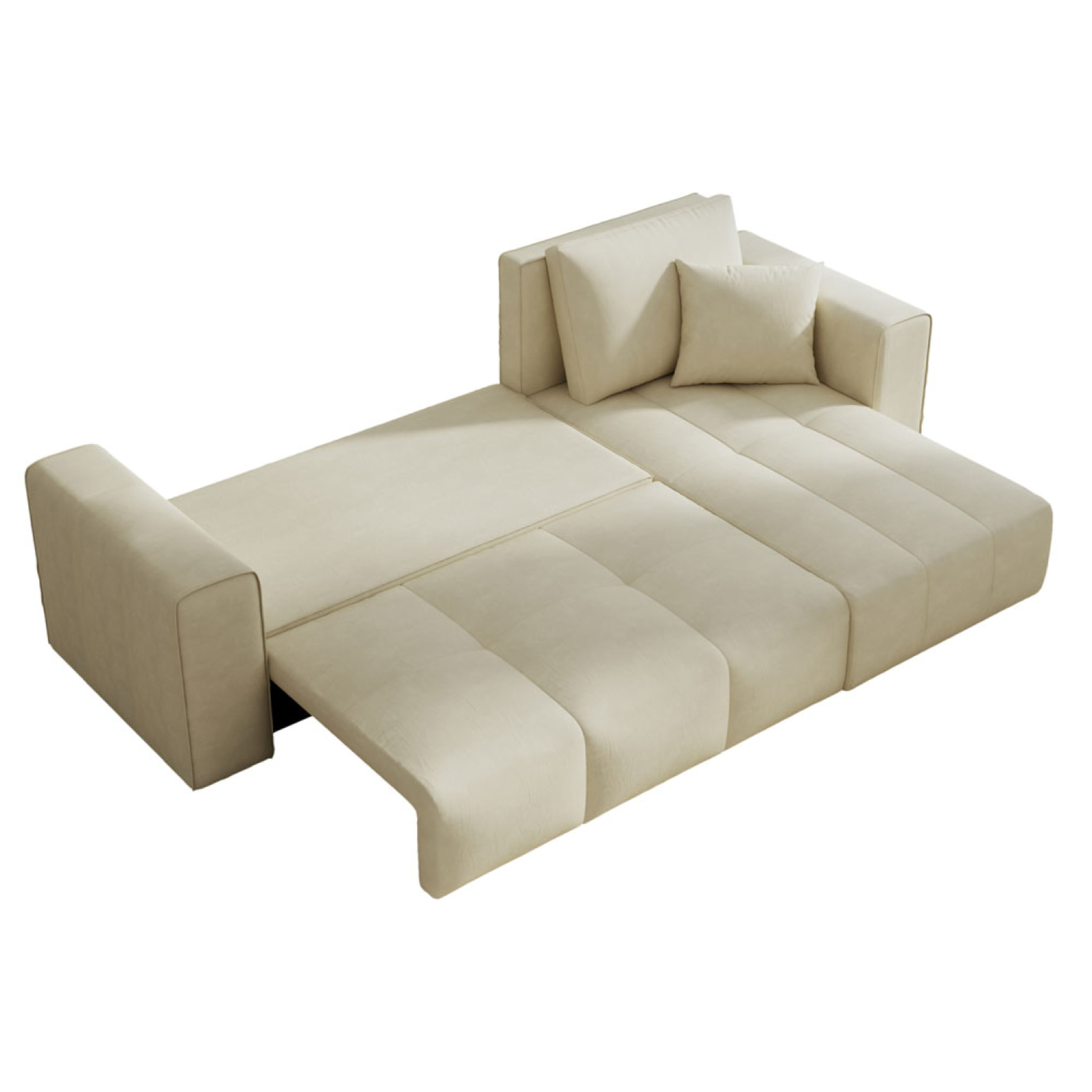 WORTHING Canapé d'angle convertible 4 places avec coffre en velours beige