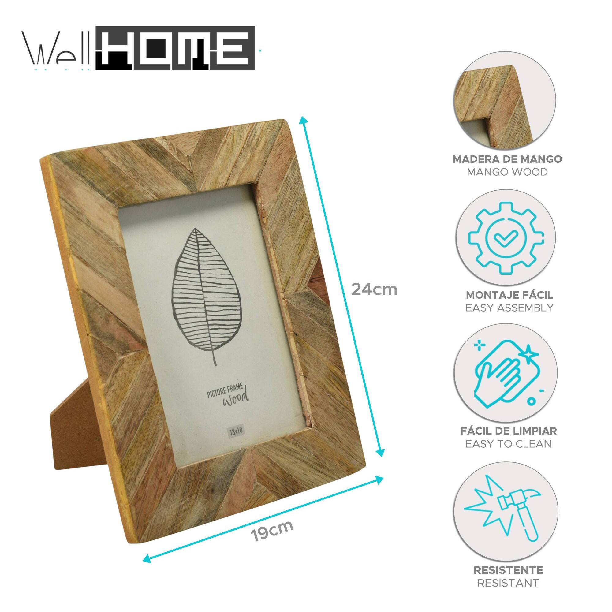 Well home marco de foto en madera 19,2x1,3x24cm