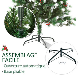 Sapin de Noël artificiel branches enneigées Ø 75 x 150H cm 554 branches épines imitation Nordmann grand réalisme 41 houx