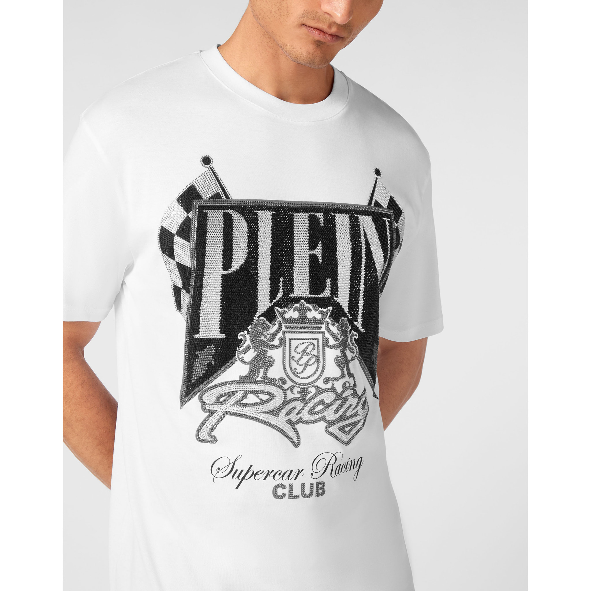 PHILIPP PLEIN Camiseta de cuello redondo y manga corta RACING