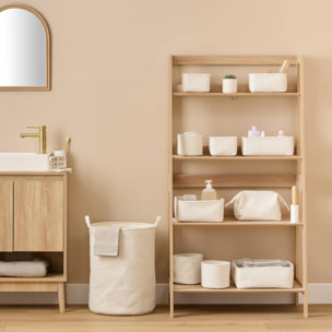 Panier à linge bouclette rond pliable 56L blanc