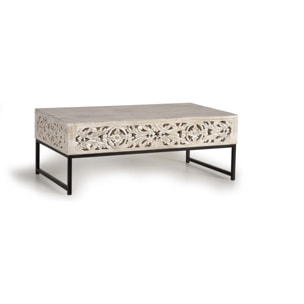 Mesa de centro - madera de mango y metal - 40x110x60cm