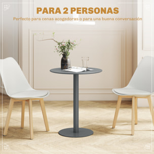 Mesa de Comedor Redonda para 2 Personas Mesa de Cocina de Acero para Interior y Exterior Ø60x72 cm Gris