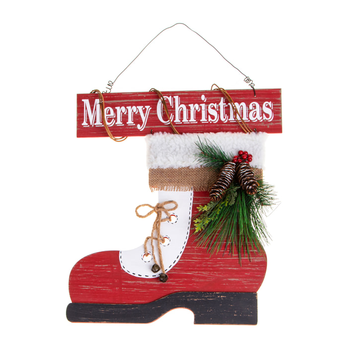 Decoro scarpone natale - Pezzi 2 - 36xH30x5cm - Bianchi Dino SpA