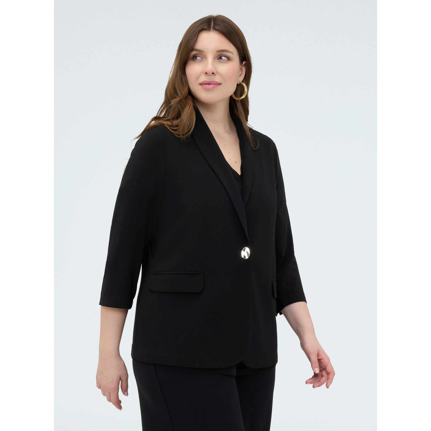 Fiorella Rubino - Blazer in jersey con maniche a tre quarti - Nero