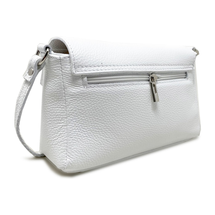 Chicca Borse - Tracollina Clutch Donna in Vera Pelle - Colore Bianco