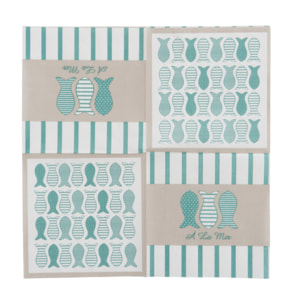 J-Line Lanterne + Bougie - verre - turquoise - large - lumières LED