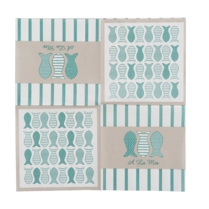 J-Line Lanterne + Bougie - verre - turquoise - large - lumières LED