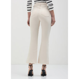 Pantalone cropped flare in cotone