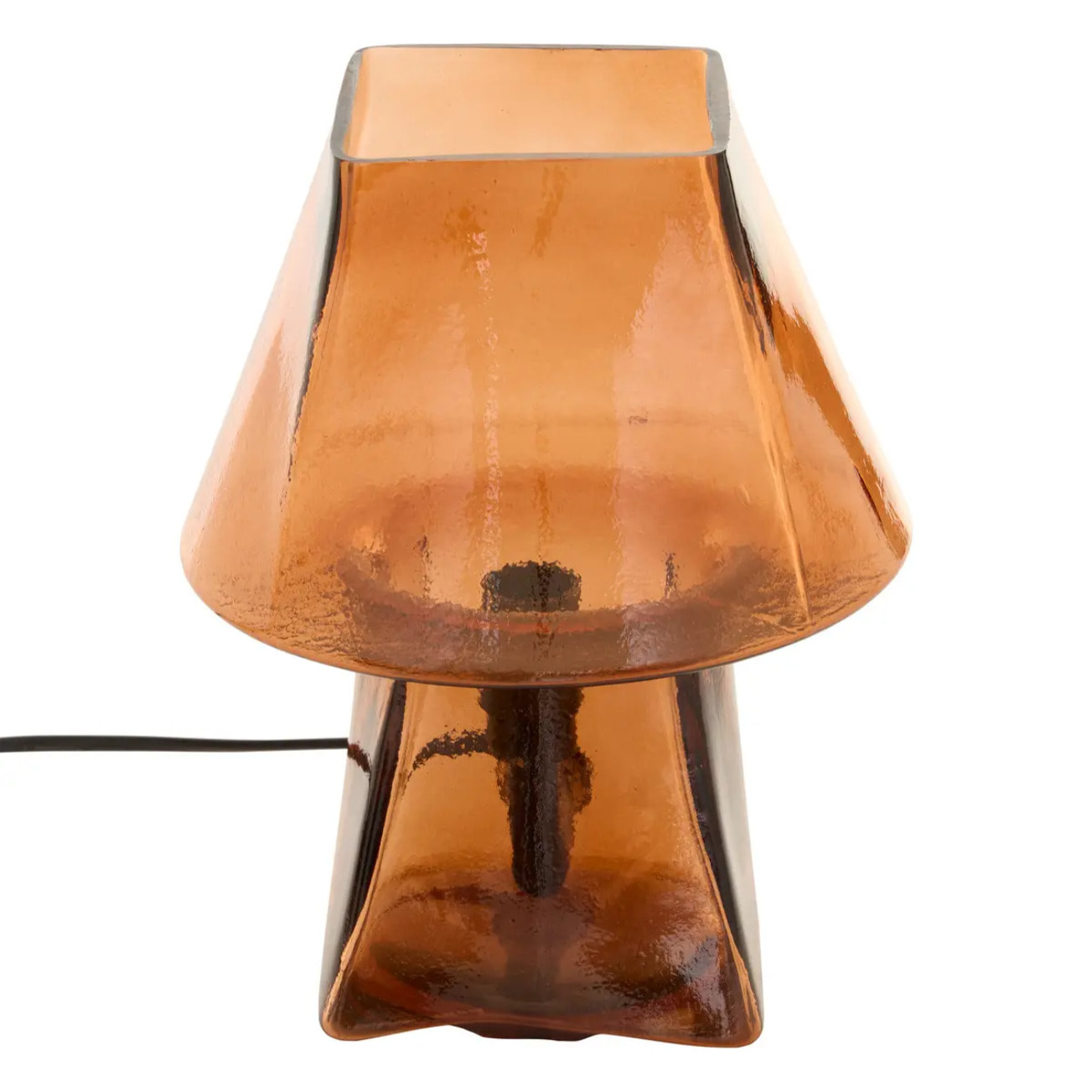 Lampe champignon Elita H.26cm en verre ambre