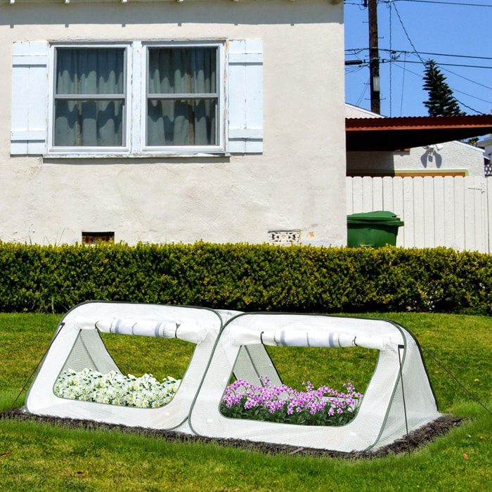 Mini Invernadero de Jardín Pop Up 240x120x75 cm con 4 Puertas y Ventanas Enrollables Portátil con Bolsa de Transporte para Cultivos Plantas Flores Blanco