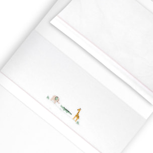 Triptico Cuna Franela Jirafa Savanna Bco/Beig