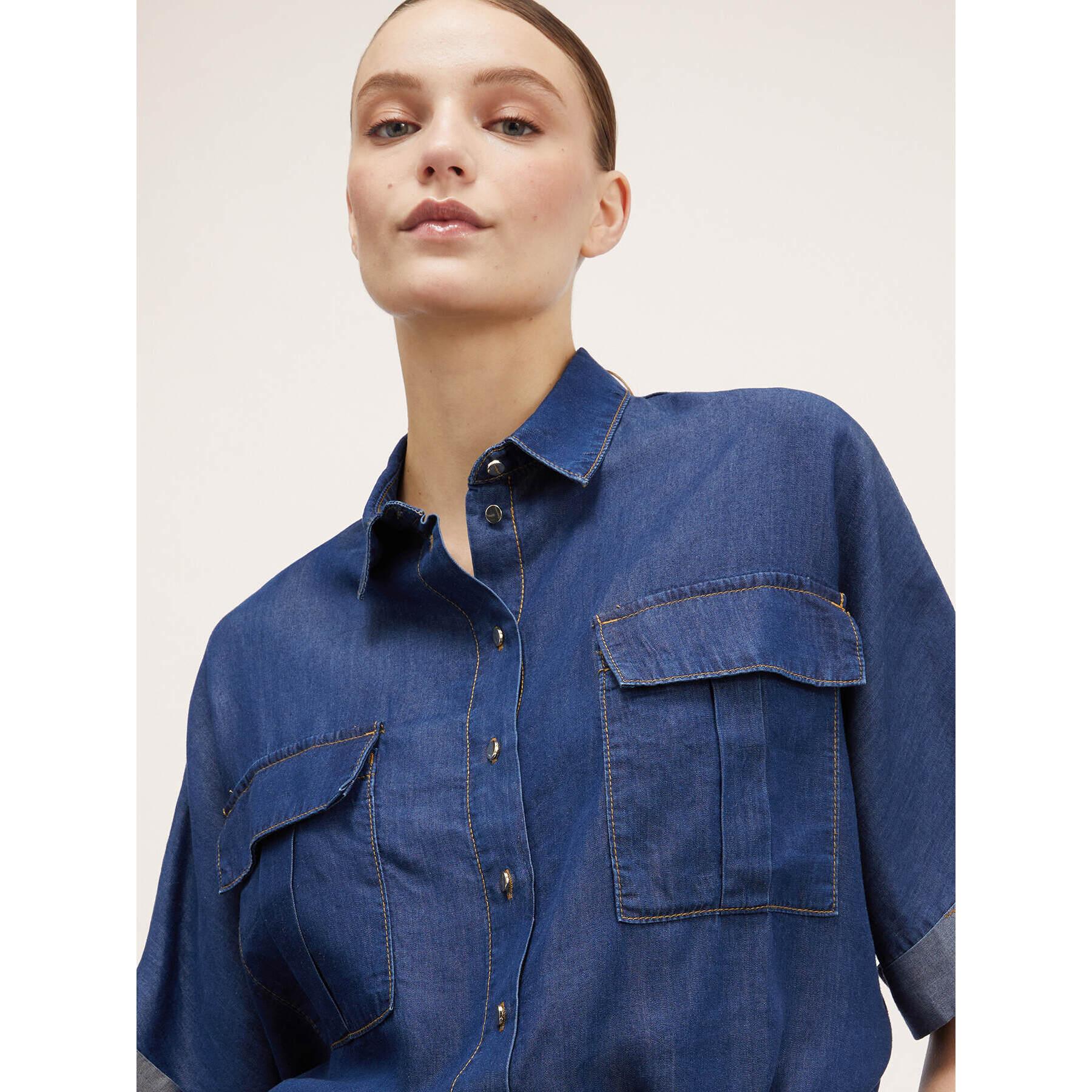 Motivi - Camicia maniche corte in TENCEL™ - Blu