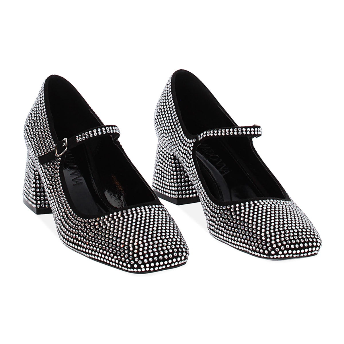 Décolleté negro-plata brillantes