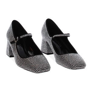 Décolleté negro-plata brillantes