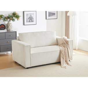 Canapé droit convertible en velours côtelé "Grenelle" - 2 places - Beige