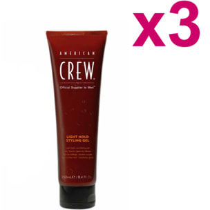 AMERICAN CREW Kit Gel Peinador de Fijación Ligera 250ml 3 Piezas