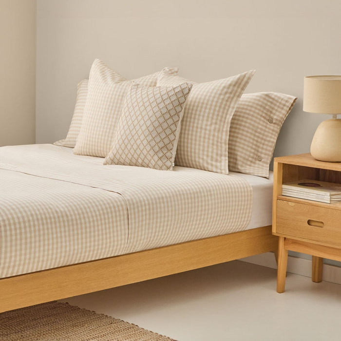 Sábana de algodón satén 200 hilos Kimcuad color marron beige 100% Algodón