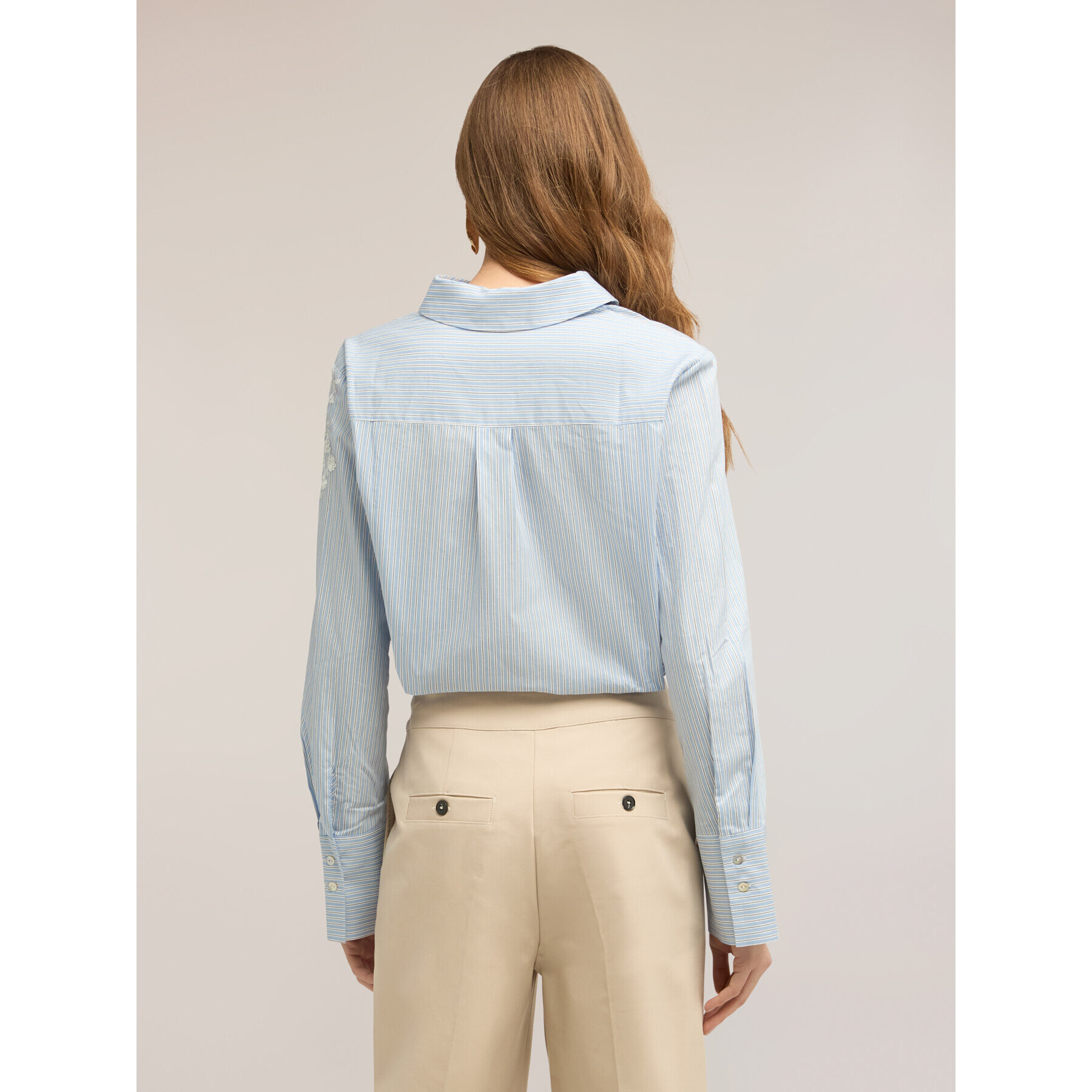 Motivi - Camicia a righe con ricamo floreale - Azzurro